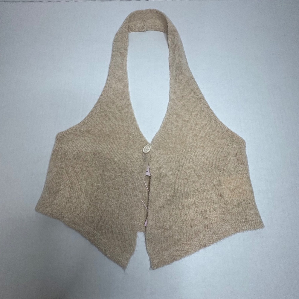 VRG GRL Halter Top Knit Sweater Vest Button Front Sleeveless XS